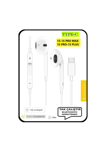 İphone 16 16 Pro 16 Max 15 15 Pro 15 Pro Max Kulaklık Type C Uyumlu Kulaklık Kablolu Tak Çalıştır
