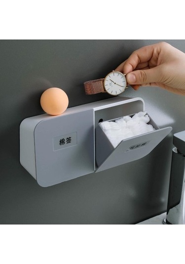 Novahub Mor Banyo Organizatörü, Pamuk Pedleri Depolama, Duvara Monte, Plastik Çubuklu, Kozmetik Organizatör Mor