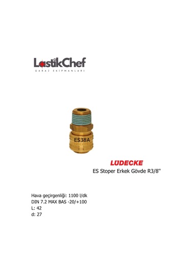 Lüdecke Es38a Es Stoper Erkek Gövde R3/8"