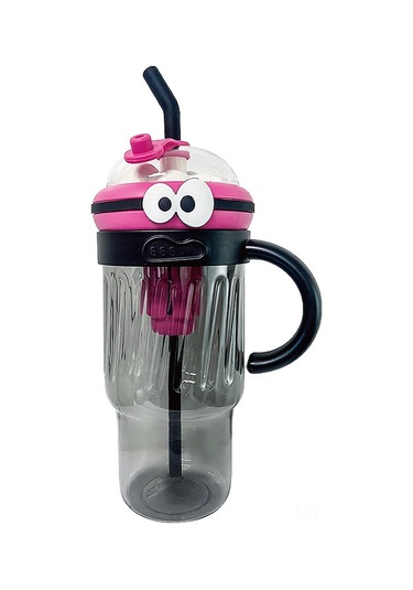 Dianziye Büyük Kapasite 1280ml Buzluklu Plastik Bardak, Çocuk Ve Genç Kadınlar İçin Seyahat İçin, Kartoon Pembe, Sürekli Soğuk İçecekler, Süper Lehimli