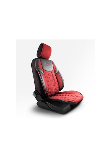 Panda Berlin Serisi Jakar Kumaş Oto Koltuk Kılıfı Kırmızı - Siyah