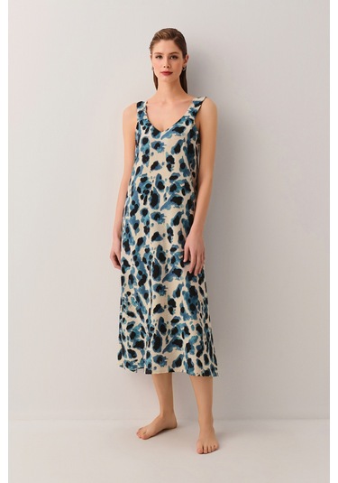 Suwen Francesca Plaj Elbisesi Sba25110p1293 Leopar Desenli Leopar