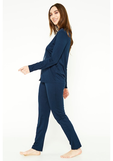 Pierre Cardin 7717 Gömlek Model Kadın Pijama Takım Lacivert