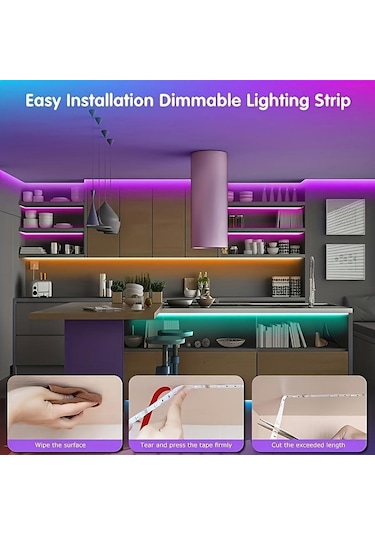 Led Şerit Işık Rgb 5050 Renk Değiştiren Işık Şeridi Akıllı Işık Şeridi 3 Tuşlu Gece Lambası Dekorasyon Led Aydınlatmalar 55090770