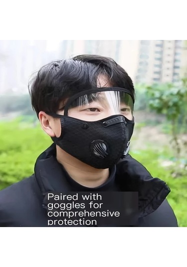 Oldfriend Siyah Erkek Ve Kadın İçin Polyester Tam Yüz Motosiklet Maskesi Gözlüklü Rüzgar Ve Güneş Korumalı