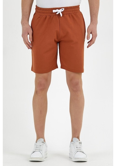 Erkek Golf Nakışlı 2 Iplik Şort Taba