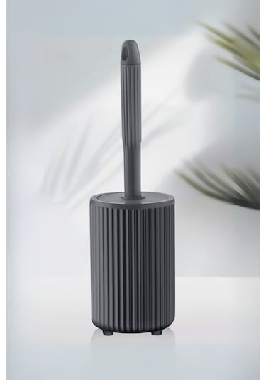 Flora Yuvarlak Tuvalet Fırçalık, Klozet Banyo Wc Temizlik Fırçası Gri