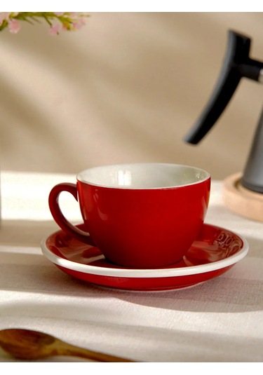 Magistro Çay Ve Kahve İçin Hediyelik 200 Ml Bardak, Tabaklı. 237641966 Kırmızı