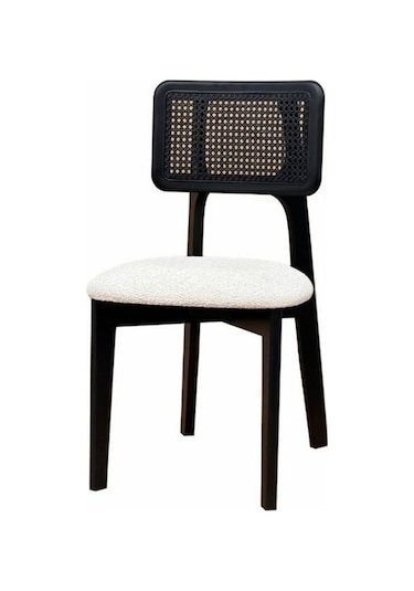 Zeus Hazeranlı Ahşap Bohem Sandalye Siyah