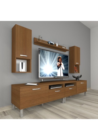 Decoraktiv Eko 5220da Slm Krom Ayaklı Tv Ünitesi Tv Sehpası Ceviz