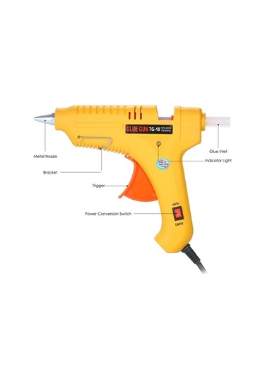 Pazly 60w/100w Ayarlı Ergonomik Sıcak Yapıştırıcı Tabancası Metal+abs Sarı Endüstriyel & Ev Kullanımı 19,5x16,5x3cm