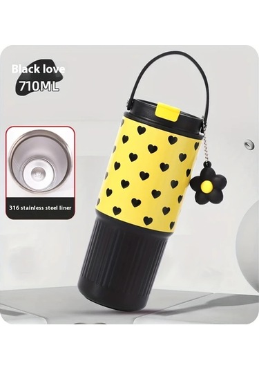 Brightnova Powder Blue Grid 24 01oz 30oz Princess Temalı Paslanmaz Çelik Termos Matara Seyahat Bardağı 07 Beyaz