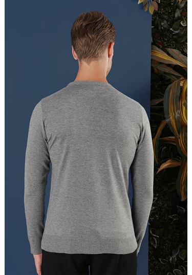 Tr 858 Slim Fit Gri Klasik Triko Gri