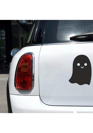 Sevimli Hayalet Araba Sticker Siyah 11x14 Cm