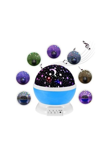Novahub Mavi Bebek Gece Lambası Müzikli Yıldız Projektör Çocuk Romantik Dönen Masa Lambası Çoklu Renkler 48