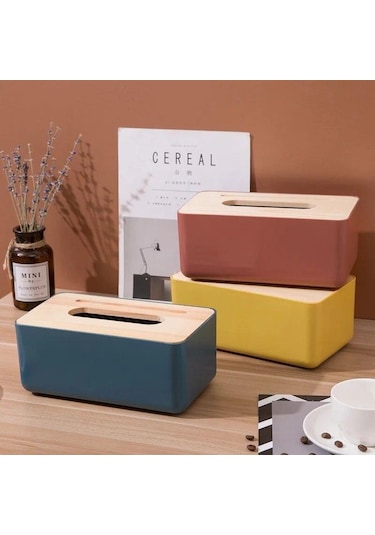 Turuncu Ahşap Doku Tutucu Ev Doku Saklama Kutusu Çıkarılabilir Doku Kutusu Zarif Ve Basit