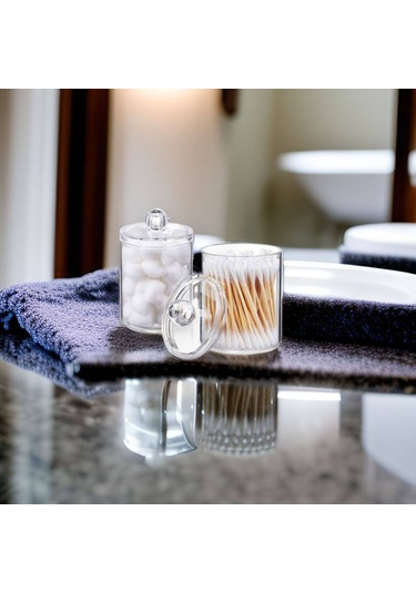 Xiyyadms Bambu Kapaklı Şeffaf Plastik Depolama Kavanozları 4'lü Set - Makyaj, Tıbbi Ve Ev Gereçleri İçin Organizasyon Çözümü Şeffaf