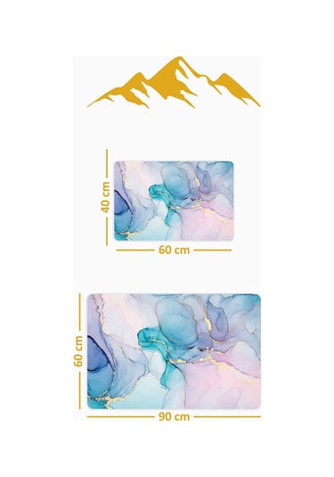 Yıkanabilir Kaymaz Tabanlı Modern Desenli 2'li Banyo Paspas Takımı Bps0022 Renkli