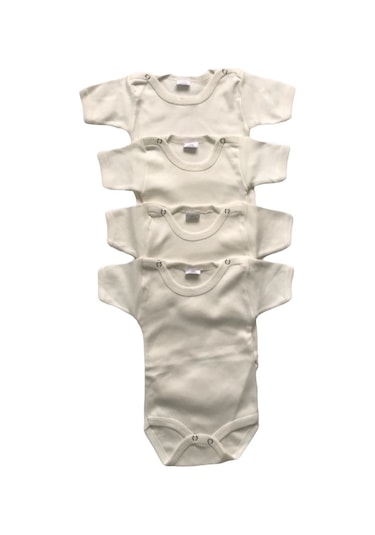 Salarticaret Bebek 4'Lü Yarım Kollu Çıtçıtlı %100 Pamuklu Body Zıbın-Krem