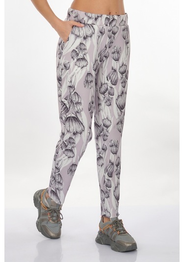 Perspective Desenli Lastikli Bel Çok Renkli Kadın Pantolon 24790160 001