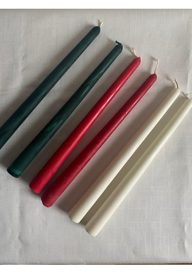 Şamdan Mum - 2 'lü Set % 100 Soya Wax Doğal Mum Yeşil Renk