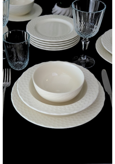 Porser Costa Transparan Yemek Takımı 6 Kişilik 24 Parça Cos24yk Krem