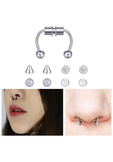 Suntek Kadınlar Için Manyetik Sahte Akrilik-gümüş-1,2x8x3mm Gümüş