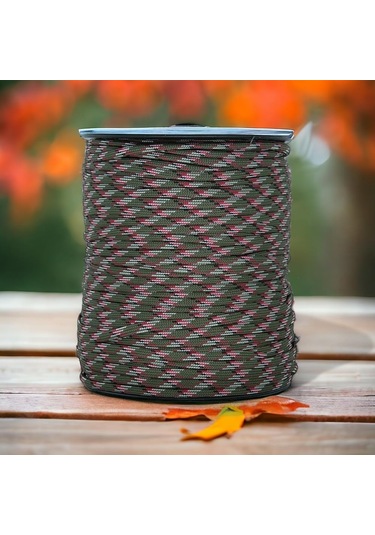 Mg Ropes Paracord İp 4mm Yeşil Beyaz Desenli No:82 10 Metre Çok Renkli