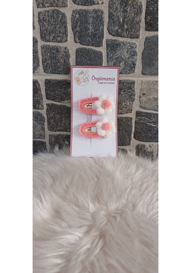 Çıtçıtlı Papatya Toka- Örgü Çiçek Toka Pembe