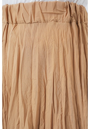 Kadın Uzun Kırışık Etek 8042 - Bisküvi Bisküvi