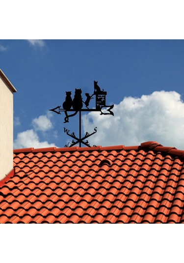 Homyl Cat Metal Rüzgar Gülü Vintage Yönü Göstergesi Veranda