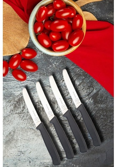 PM Leonardo Swiss Gourmet 11 Cm 4 Lü Domates Meyve Sebze Bıçak Seti Siyah