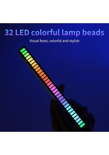 Sese Duyarlı 32 Led Şarjlı Rgb Ekolayzer 8 Mod Ambiyans Çubuğu