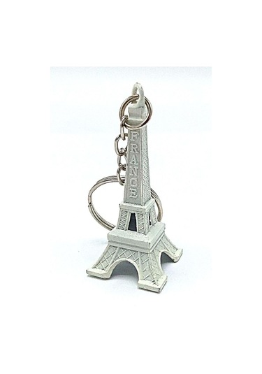 Dünyadanhediyeler Paris Eyfel Kulesi 3D Metal Anahtarlık Beyaz