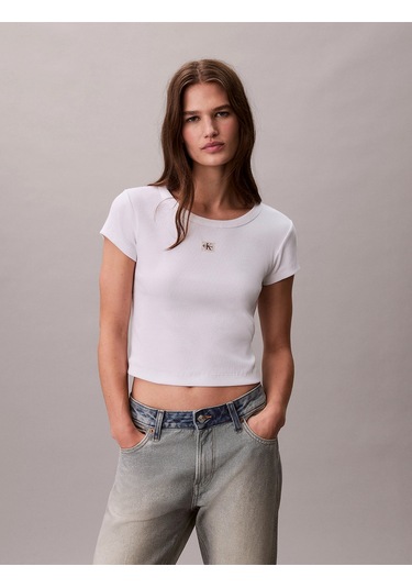 Calvin Klein Jeans Kadın Etiketli Fitilli Kısa Beyaz T-shirt Lv047c200g-yaa Beyaz Calvin Klein Jeans Kadın Etiketli Fitilli Kısa Beyaz T-shirt Lv047c200g-yaa Beyaz