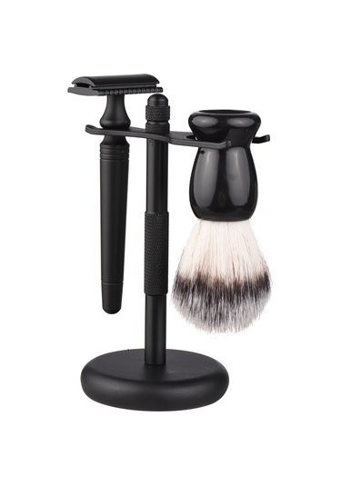 Gajeena Erkek Tıraş Seti - Paslanmaz Çelik Sakal Fırçası Ve Jilet Standı İle Şık Tasarım