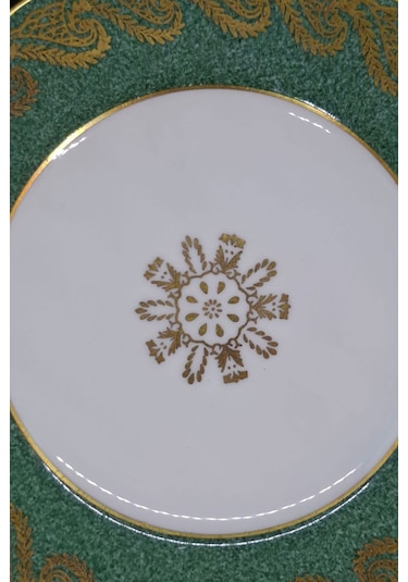 Foley Bone China İngiliz Yeşil Porselen Antika Tatlı Tabağı 15 Cm Haki