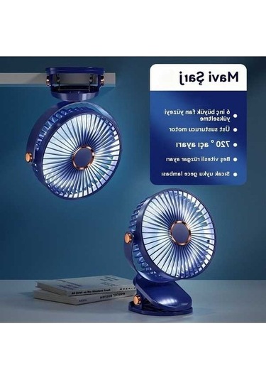 Supermarket1 Mavibazaar Usb Şarjlı Mini Fan, Beyaz-mavi-pembe, Öğrenci Yurdu İçin