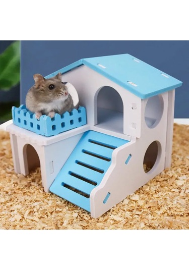 Yifomall "el Yapımı 2 Katlı Mavi Hamster Evi - Tırmanma Ve Saklanma Alanlı"