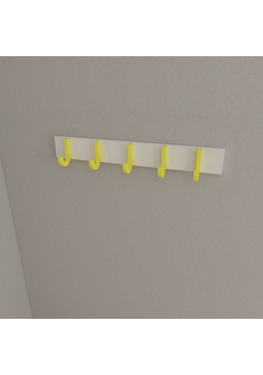 Hepsi3boyutlu Modern Duvar & Kapı Baston Askılık - 5 Adet Sarı J Askılık - Model No : 6 Sarı
