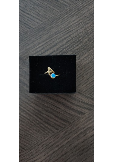 Kadın Nazar Boncuklu Ayarlamalı Çelik A Harf Yüzük 8886 Altın