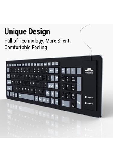 Springsun Taşınabilir Katlanır Usb Silikon Klavye - Sessiz, Su Geçirmez Ve Hafif 103 Tuş