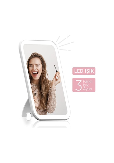 Polosmart Pbs510 Şarjlı Led Işıklı Makyaj Aynası Beyaz