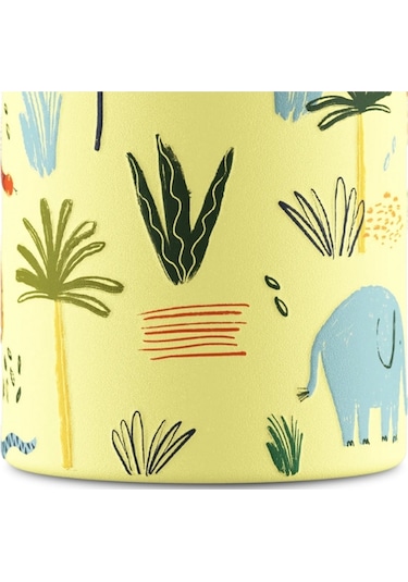 Kids Bottle Jungle Friends Pipetli Paslanmaz Çelik Çocuk Su Matarası 500 Ml Sarı