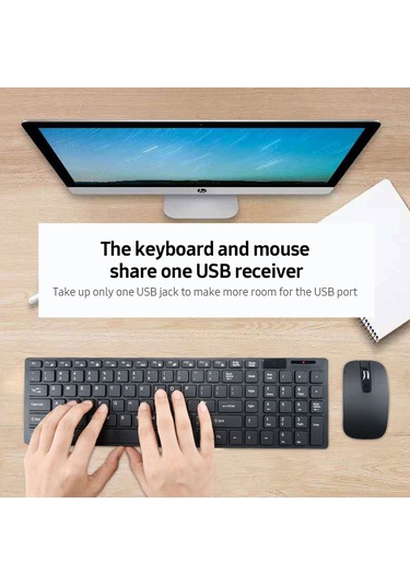 Yunboo Kablosuz Klavye & Fare Seti - 2.4ghz, 1200dpı, Usb Alıcı Paylaşımı, Ergonomik Tasarım