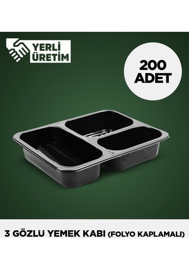 3 Gözlü Yemek Kabı 200 Adet Diğer