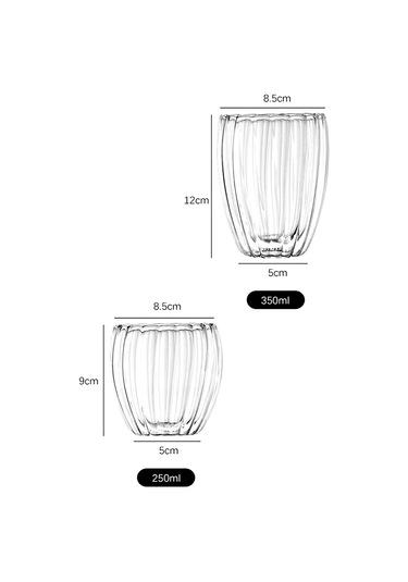 2'li Çift Cidarlı Burgulu Kristal Cam Bardağı Çay Süt Kahve Kupası Sıcak & Soğuk Retro Bardak Seti