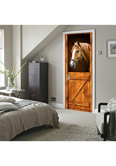 Reedark Pvc Ahşap Gövde Desenli 3d Kapı Sticker - 77x200cm, Doğal Isı Sağlar, Hasarlı Yeri Gizler, Kolay Uygulanır Diğer