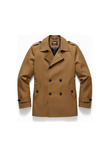 Mero Life Erkek Taba Mevsimlik Astarlı Kemerli Kruvaze Trençkot Taba