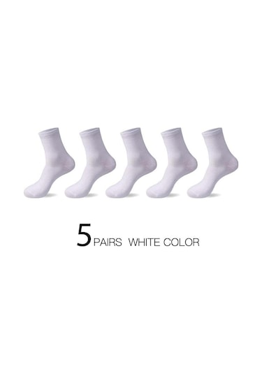Beyaz 5 Çift/grup Yüksek Kaliteli Erkek Pamuk Çorap Iş Sonbahar Kış Deodorantı Nefes Adam Uzun Çorap Beyaz